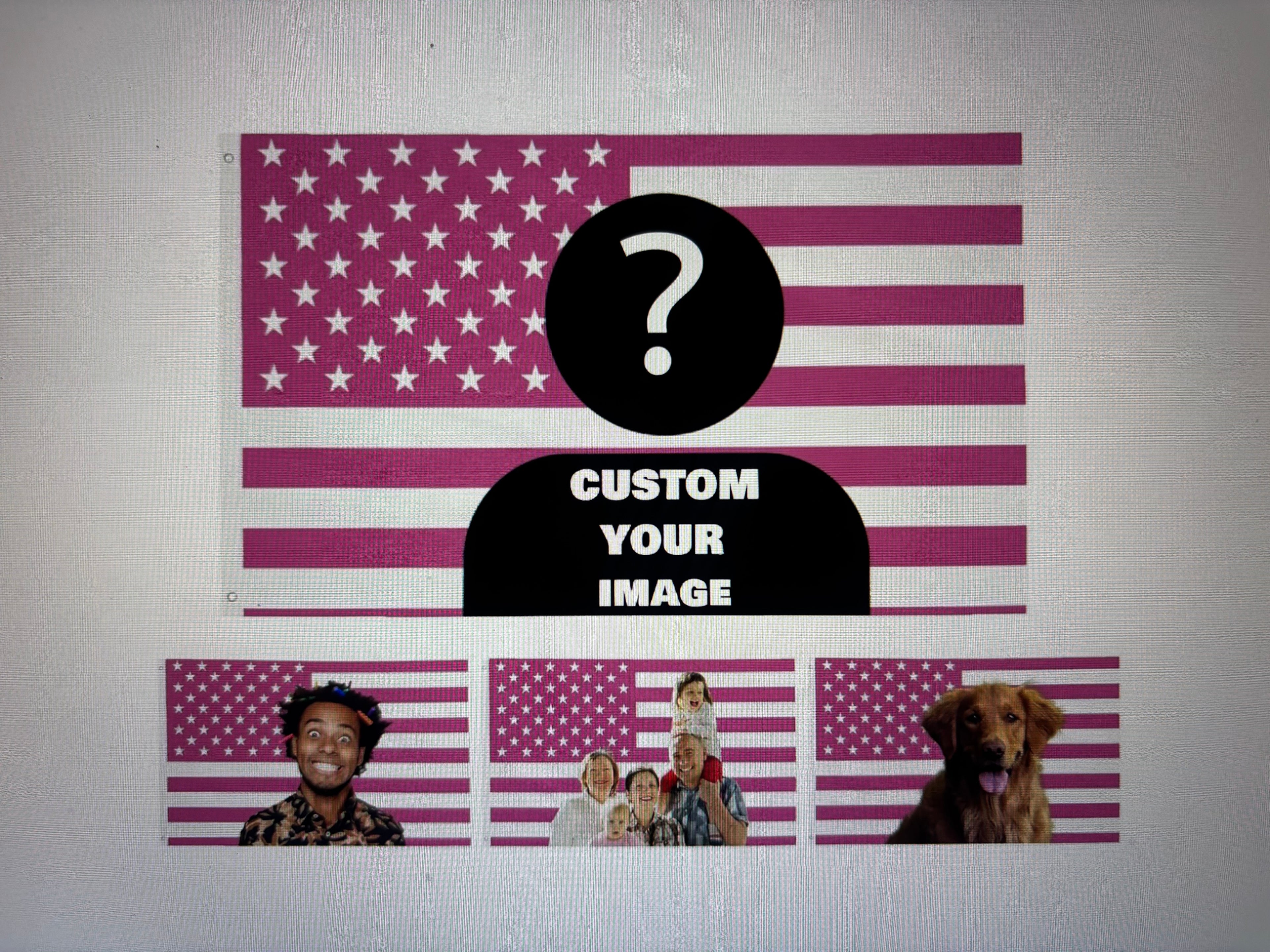 Custom Pink-and-White Striped Flag